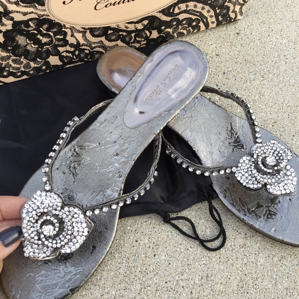 NIB Clear Rhinestone Floral Sandals sz 11 w 10 fit